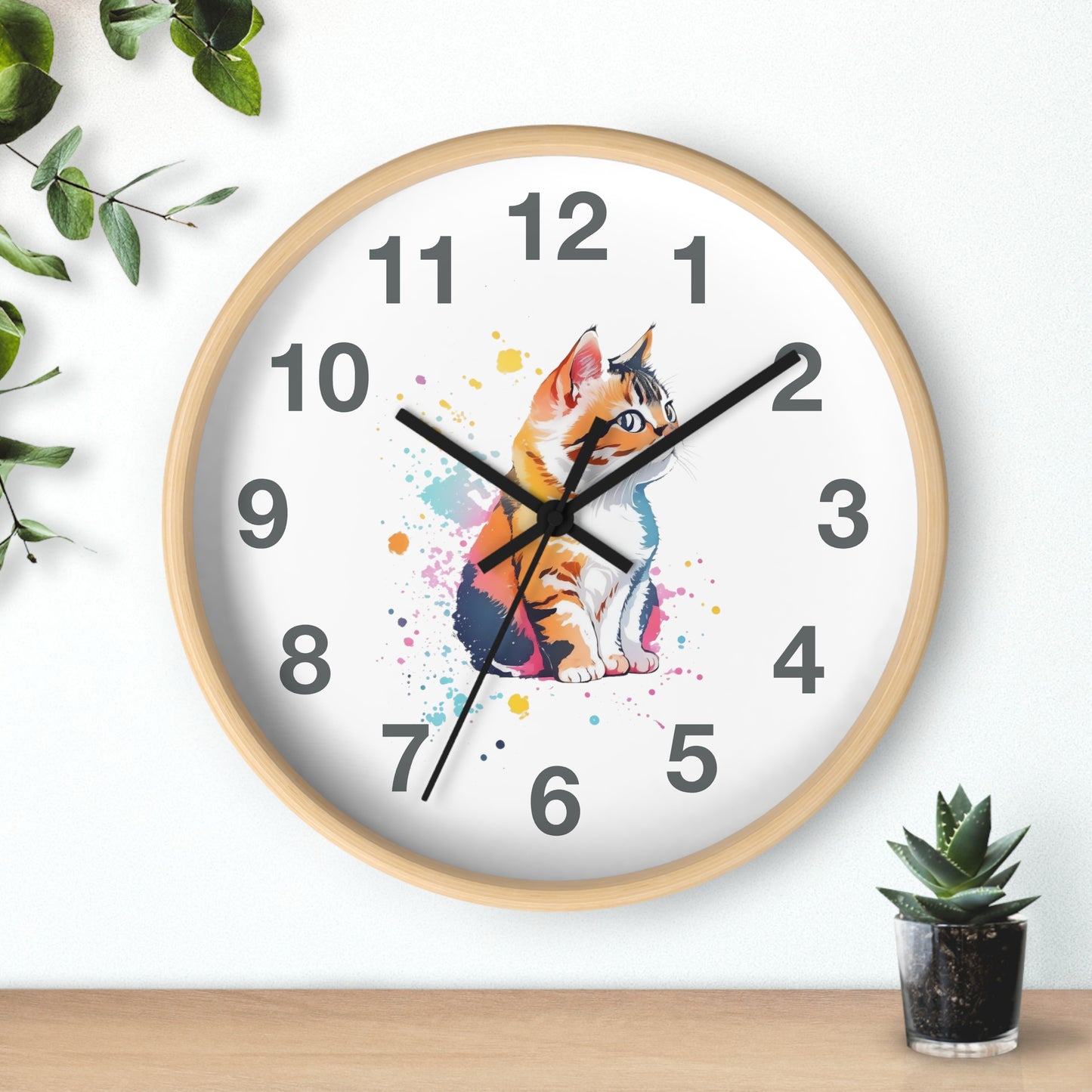 Wall Clock Cute Cat Cat Lover Gift Cat Kids Gift